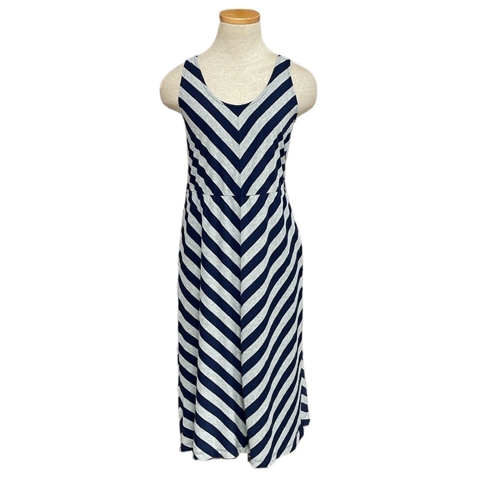 United Colors of Benetton Dress Women’s 2 Blue Grey Sleeveless A-Line Midi